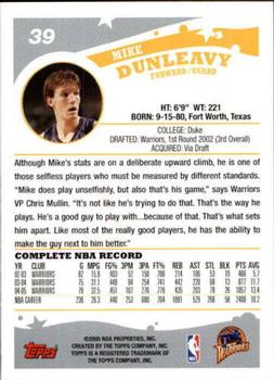 2005-06 Topps 1st Edition #39 Mike Dunleavy Back