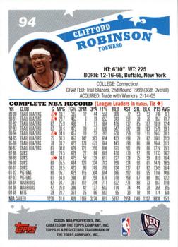 2005-06 Topps 1st Edition #94 Clifford Robinson Back