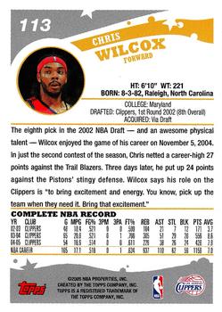 2005-06 Topps 1st Edition #113 Chris Wilcox Back