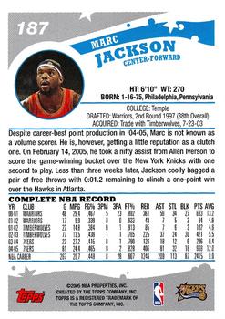 2005-06 Topps 1st Edition #187 Marc Jackson Back