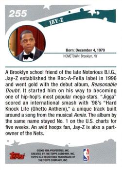 2005-06 Topps 1st Edition #255 Jay-Z Back