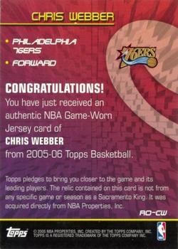 2005-06 Topps - Rise to the Occasion Relics #RO-CW Chris Webber Back