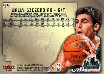 2001-02 Fleer Showcase #44 Wally Szczerbiak Back
