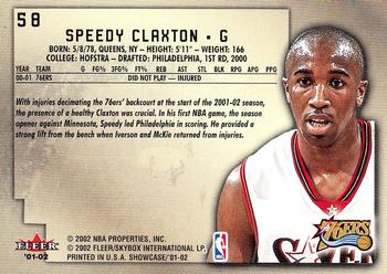 2001-02 Fleer Showcase #58 Speedy Claxton Back