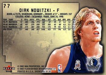 2001-02 Fleer Showcase #77 Dirk Nowitzki Back