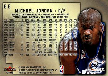 2001-02 Fleer Showcase #86 Michael Jordan Back