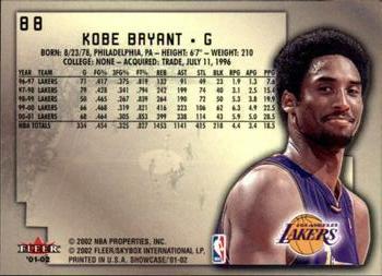 2001-02 Fleer Showcase #88 Kobe Bryant Back