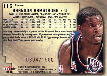 2001-02 Fleer Showcase #116 Brandon Armstrong Back