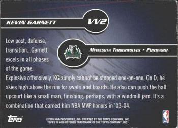 2005-06 Topps - Versatile Velocity #VV2 Kevin Garnett Back