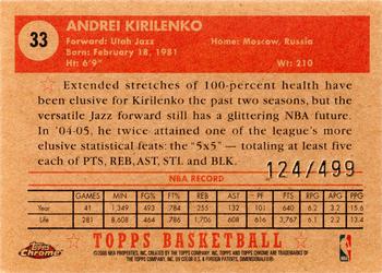 2005-06 Topps 1952 Style - Chrome #33 Andrei Kirilenko Back