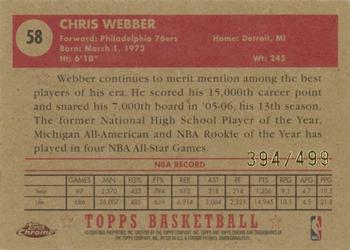 2005-06 Topps 1952 Style - Chrome #58 Chris Webber Back