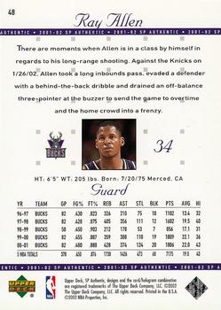 2001-02 SP Authentic #48 Ray Allen Back