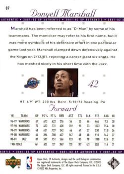 2001-02 SP Authentic #87 Donyell Marshall Back