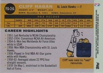 2005-06 Topps 1952 Style - All-Time Fan Favorites Autographs #FFA-CHA Cliff Hagan Back