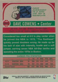 2005-06 Topps 1952 Style - All-Time Fan Favorites Autographs #FFA-DCO Dave Cowens Back