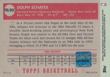 2005-06 Topps 1952 Style - All-Time Fan Favorites Autographs #FFA-DSC Dolph Schayes Back