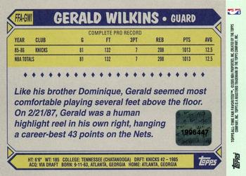 2005-06 Topps 1952 Style - All-Time Fan Favorites Autographs #FFA-GWI Gerald Wilkins Back
