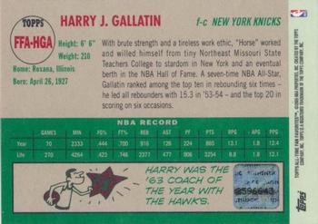 2005-06 Topps 1952 Style - All-Time Fan Favorites Autographs #FFA-HGA Harry Gallatin Back