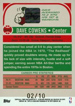 2005-06 Topps 1952 Style - All-Time Fan Favorites Autographs Rainbow Foilboard #FFA-DCO Dave Cowens Back