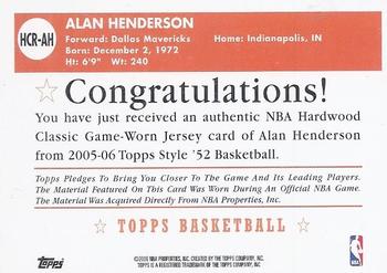 2005-06 Topps 1952 Style - Hardwood Classics #HCR-AH Alan Henderson Back