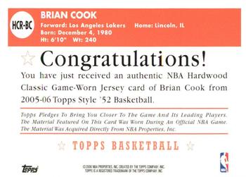 2005-06 Topps 1952 Style - Hardwood Classics #HCR-BC Brian Cook Back