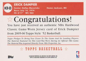 2005-06 Topps 1952 Style - Hardwood Classics #HCR-ED Erick Dampier Back
