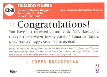 2005-06 Topps 1952 Style - Hardwood Classics #HCR-EN Eduardo Najera Back