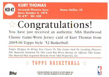 2005-06 Topps 1952 Style - Hardwood Classics #HCR-KT Kurt Thomas Back
