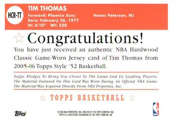 2005-06 Topps 1952 Style - Hardwood Classics #HCR-TT Tim Thomas Back
