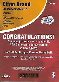 2005-06 Topps Chrome - Chosen One #CO-EB Elton Brand Back