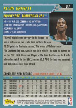 2001-02 Topps #21 Kevin Garnett Back