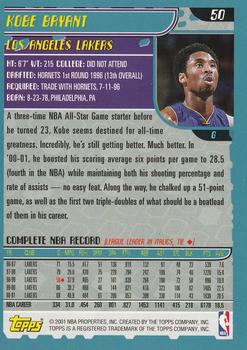2001-02 Topps #50 Kobe Bryant Back