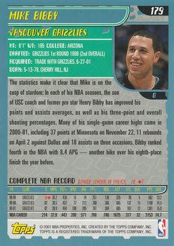 2001-02 Topps #179 Mike Bibby Back