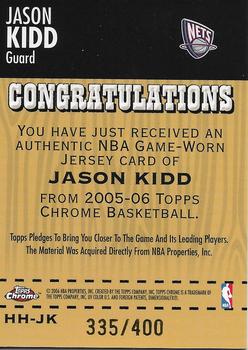 2005-06 Topps Chrome - Hardwood Heroics #HH-JK Jason Kidd Back