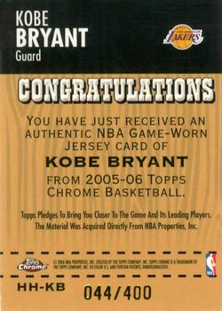 2005-06 Topps Chrome - Hardwood Heroics #HH-KB Kobe Bryant Back