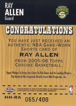2005-06 Topps Chrome - Hardwood Heroics #HH-RA Ray Allen Back