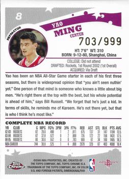 2005-06 Topps Chrome - Refractors #8 Yao Ming Back