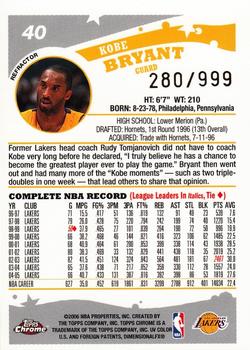 2005-06 Topps Chrome - Refractors #40 Kobe Bryant Back