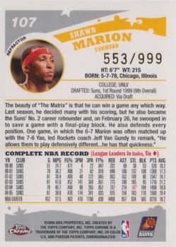 2005-06 Topps Chrome - Refractors #107 Shawn Marion Back