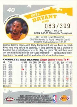 2005-06 Topps Chrome - Refractors Black #40 Kobe Bryant Back