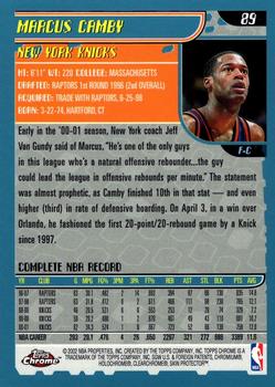2001-02 Topps Chrome #89 Marcus Camby Back
