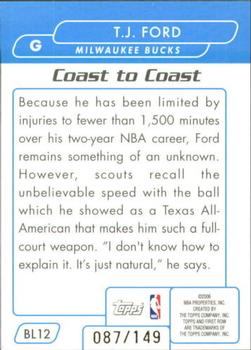 2005-06 Topps First Row - Baseline #BL12 T.J. Ford Back