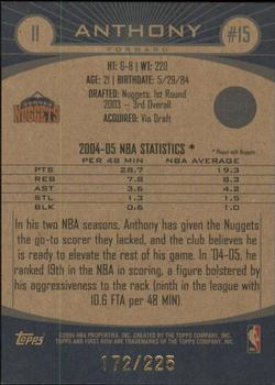 2005-06 Topps First Row - Black and White #11 Carmelo Anthony Back