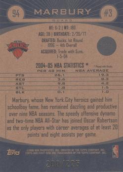 2005-06 Topps First Row - Black and White #94 Stephon Marbury Back
