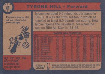 2001-02 Topps Heritage #31 Tyrone Hill Back