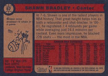 2001-02 Topps Heritage #57 Shawn Bradley Back