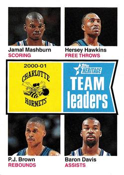 2001-02 Topps Heritage #83 Jamal Mashburn / Hersey Hawkins / P.J. Brown / Baron Davis Front