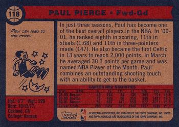 2001-02 Topps Heritage #118 Paul Pierce Back