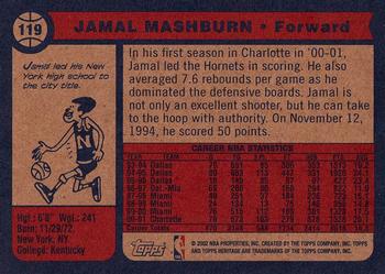 2001-02 Topps Heritage #119 Jamal Mashburn Back