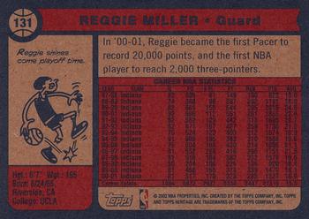 2001-02 Topps Heritage #131 Reggie Miller Back